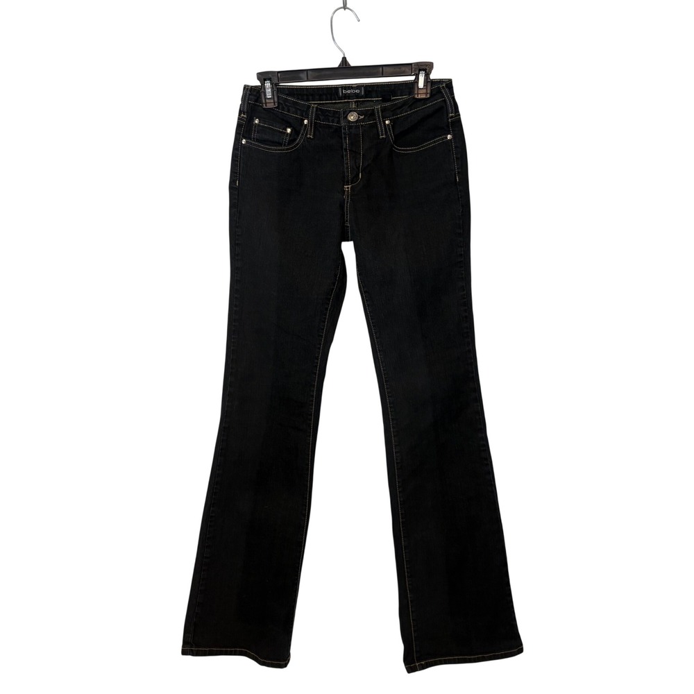 Vintage bebe Womens Size 28 Y2K Low Rise Bootcut Jeans Dark Wash Made In USA